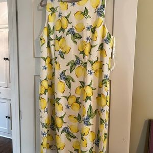 Talbots Lemon Print Sleeveless Dress Size 16